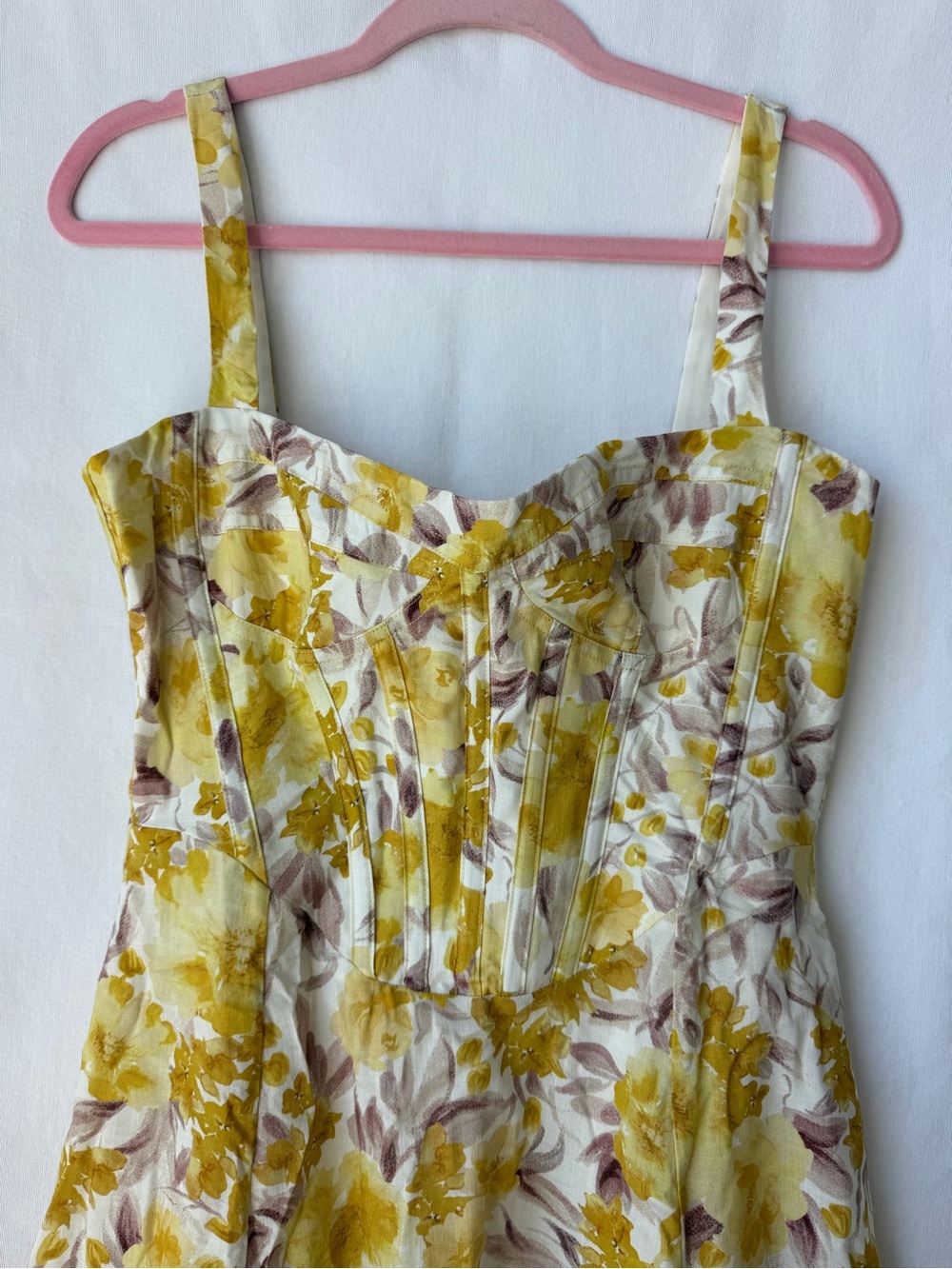 Bardot Lilah Corset Midi Dress in Yellow Floral Size 6 New - Picture 4 of 8
